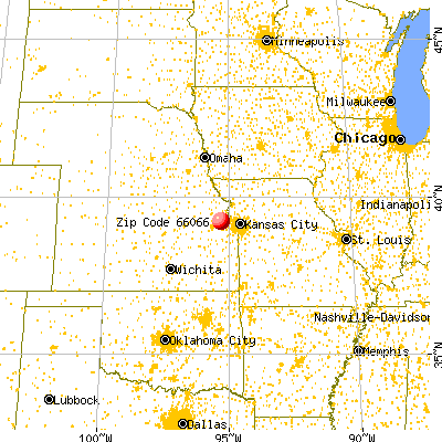 Oskaloosa, KS (66066) map from a distance