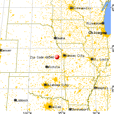 Wakarusa, KS (66546) map from a distance