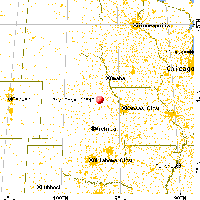 Waterville, KS (66548) map from a distance