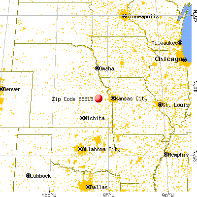 Topeka, KS (66615) map from a distance