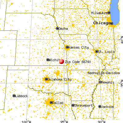 Galesburg, KS (66740) map from a distance