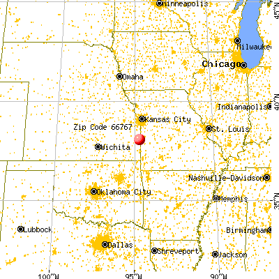 Prescott, KS (66767) map from a distance