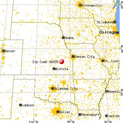 Americus, KS (66835) map from a distance