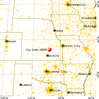 Lost Springs, KS (66859) map from a distance