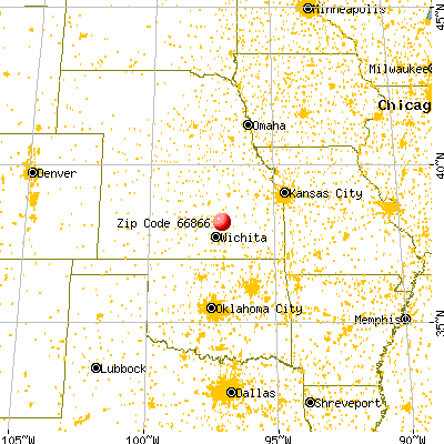 Peabody, KS (66866) map from a distance