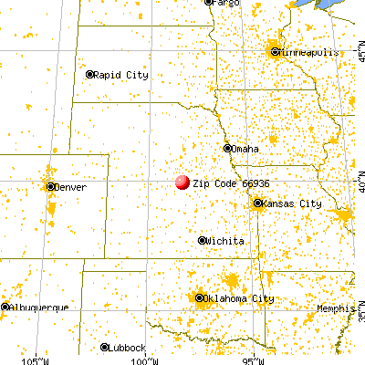 Burr Oak, KS (66936) map from a distance