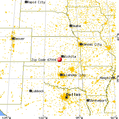 Argonia, KS (67004) map from a distance