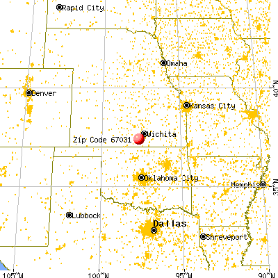 Conway Springs, KS (67031) map from a distance