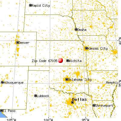Cunningham, KS (67035) map from a distance