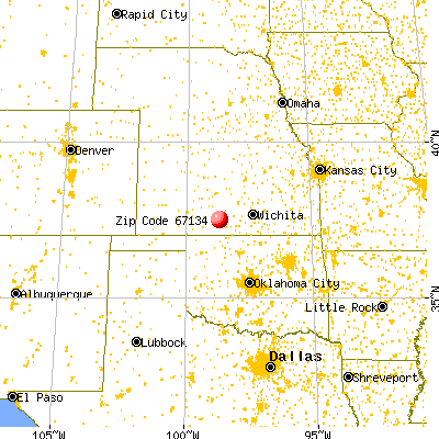Sawyer, KS (67134) map from a distance