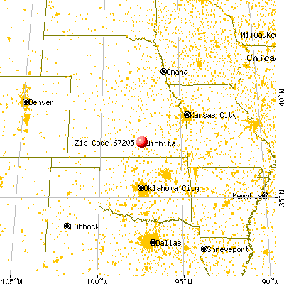 Wichita, KS (67205) map from a distance