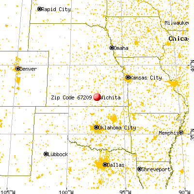 Wichita, KS (67209) map from a distance