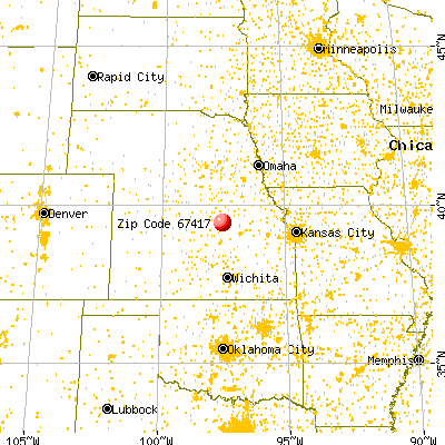 Aurora, KS (67417) map from a distance