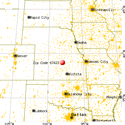 Beverly, KS (67423) map from a distance