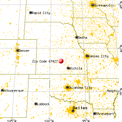 Bushton, KS (67427) map from a distance