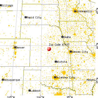Downs, KS (67437) map from a distance