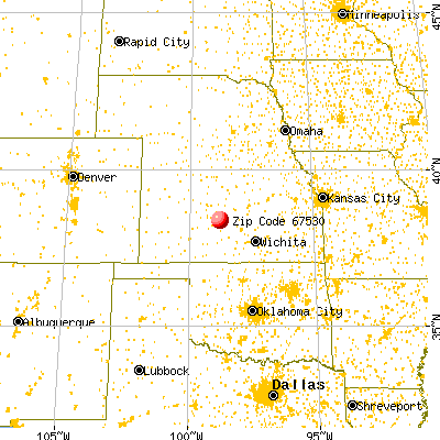 Great Bend, KS (67530) map from a distance