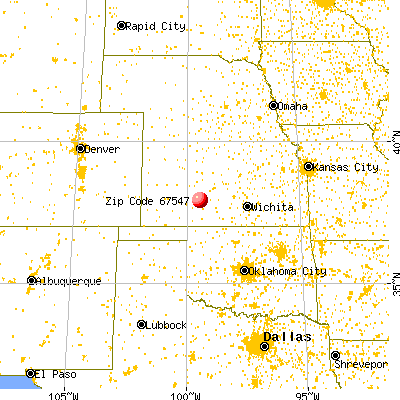 Kinsley, KS (67547) map from a distance