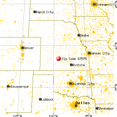 Rush Center, KS (67575) map from a distance