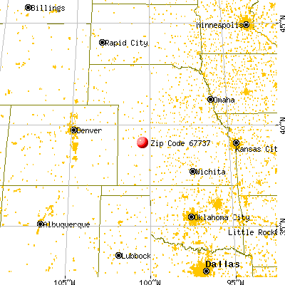 Grainfield, KS (67737) map from a distance