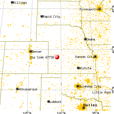 Grinnell, KS (67738) map from a distance