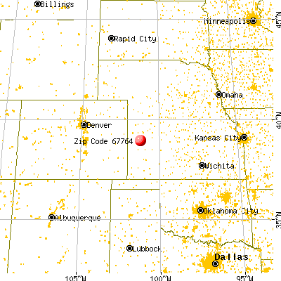 Russell Springs, KS (67764) map from a distance