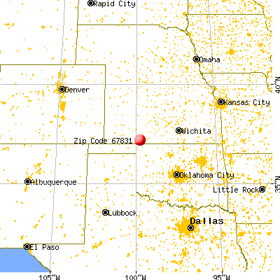 Ashland, KS (67831) map from a distance