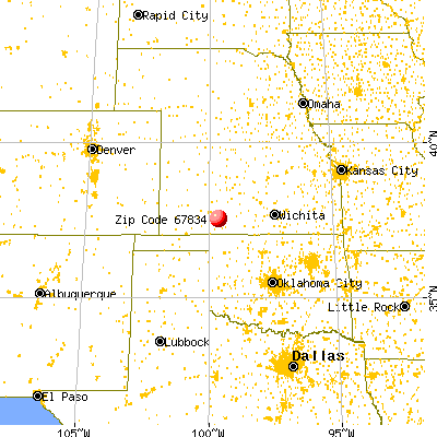 Bucklin, KS (67834) map from a distance