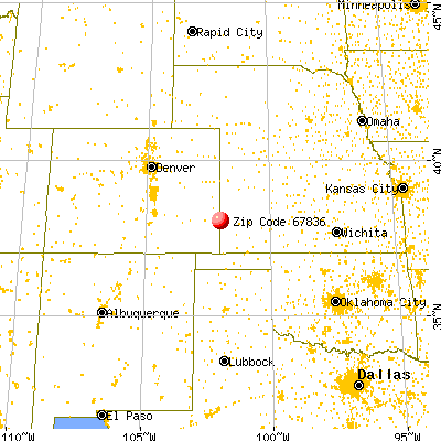 Coolidge, KS (67836) map from a distance