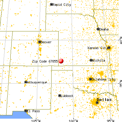 Johnson City, KS (67855) map from a distance