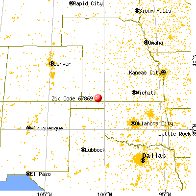 Plains, KS (67869) map from a distance