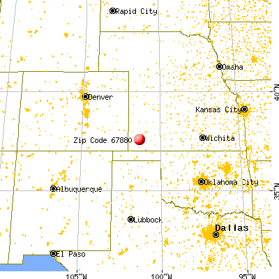 Ulysses, KS (67880) map from a distance