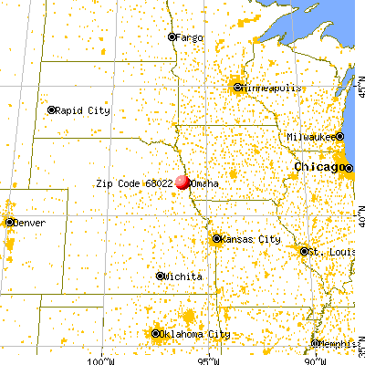 Omaha, NE (68022) map from a distance