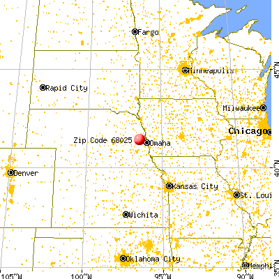 Fremont, NE (68025) map from a distance