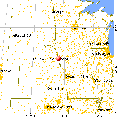 Omaha, NE (68102) map from a distance