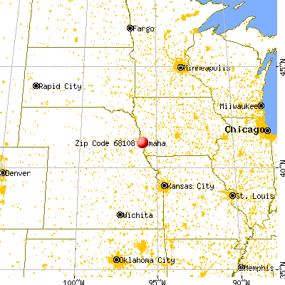 Omaha, NE (68108) map from a distance