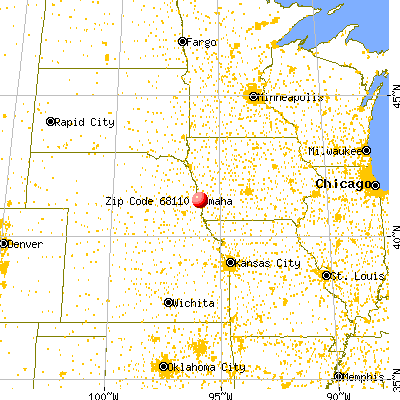 Omaha, NE (68110) map from a distance