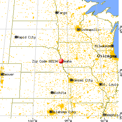 Omaha, NE (68134) map from a distance