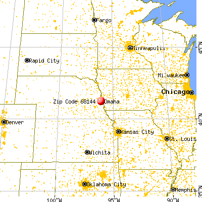 Omaha, NE (68144) map from a distance