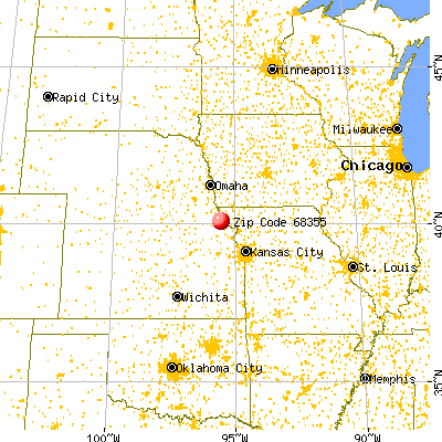 Falls City, NE (68355) map from a distance