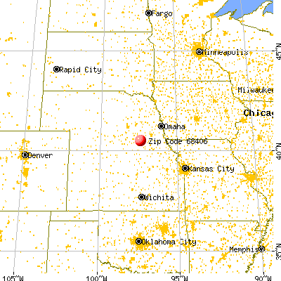 Milligan, NE (68406) map from a distance