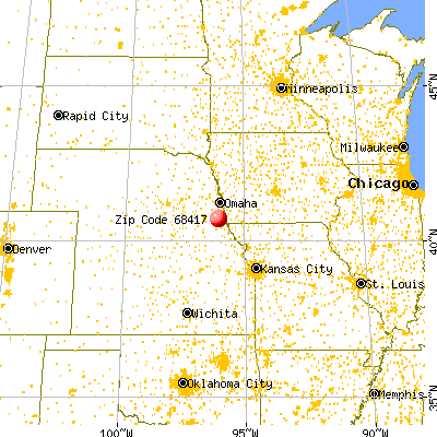 Otoe, NE (68417) map from a distance