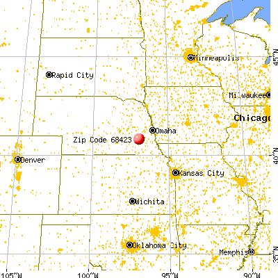 Pleasant Dale, NE (68423) map from a distance