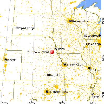 Lincoln, NE (68502) map from a distance