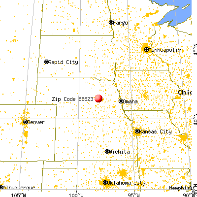 Belgrade, NE (68623) map from a distance