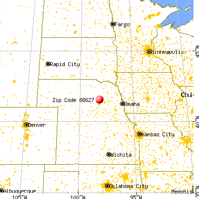 Cedar Rapids, NE (68627) map from a distance