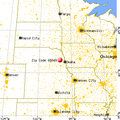 North Bend, NE (68649) map from a distance