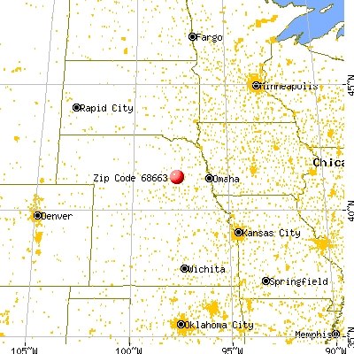 Silver Creek, NE (68663) map from a distance