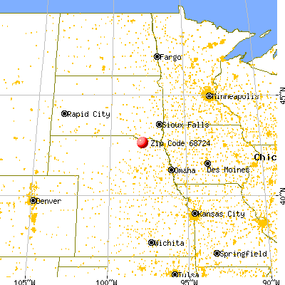 Center, NE (68724) map from a distance