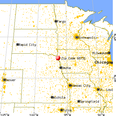 Dakota City, NE (68731) map from a distance